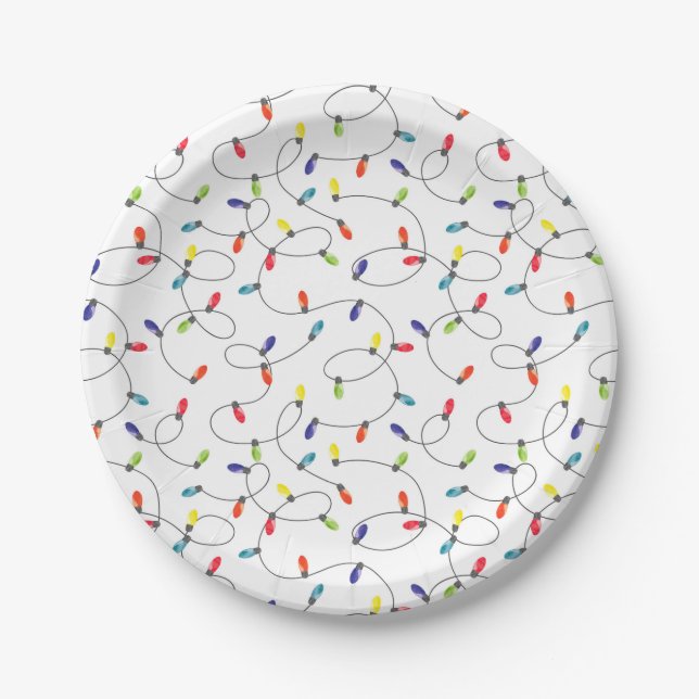 Christmas Lights Pattern Paper Plates (Front)