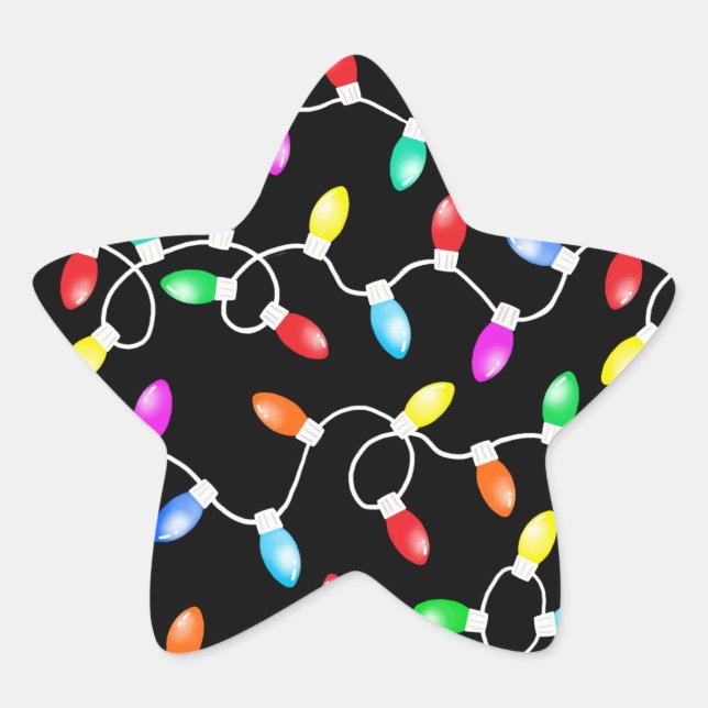 Christmas Lights Pattern Star Sticker (Front)
