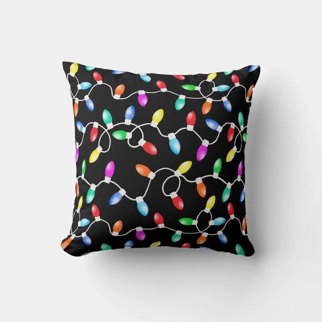 Christmas Lights Pattern Throw Pillow (Front)
