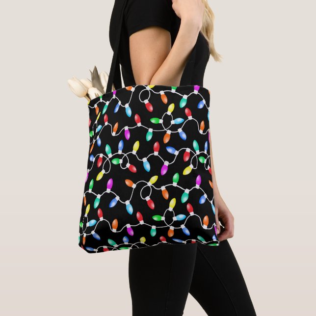 Christmas Lights Pattern Tote Bag (Close Up)