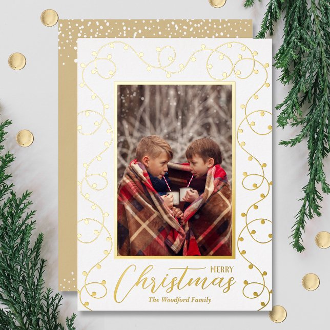 Christmas Lights Photo Foil Holiday Card (Creator Uploaded)