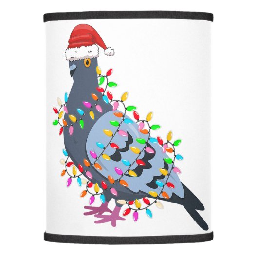 Christmas Lights Pigeon Wearing Xmas Hat - Pigeon Lamp Shade (Front)