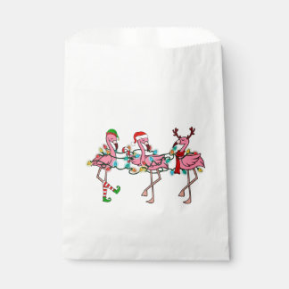 Christmas Lights Pink Flamingo Santa Hat Holiday X Favor Bag