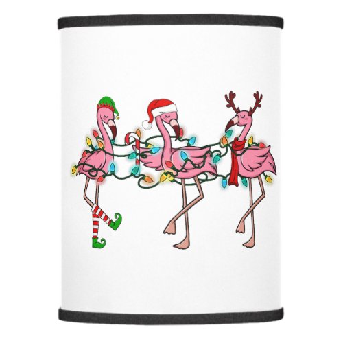 Christmas Lights Pink Flamingo Santa Hat Holiday X Lamp Shade