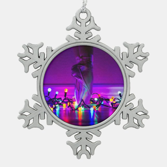 Christmas Lights & Pointe Shoes Ornament (Front)