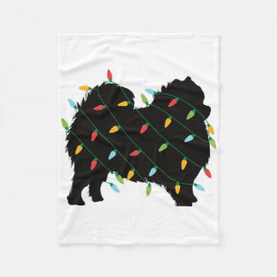 Christmas Lights Pomeranian Cute Gift For Dog Love Fleece Blanket