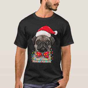 Christmas Lights Pug Wearing Xmas Hat Pug Dog Love T-Shirt