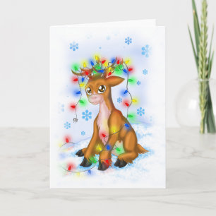 Christmas Lights Reindeer Holiday Card