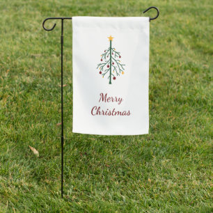 Christmas Lights Retro Evergreen Tree Garden Flag