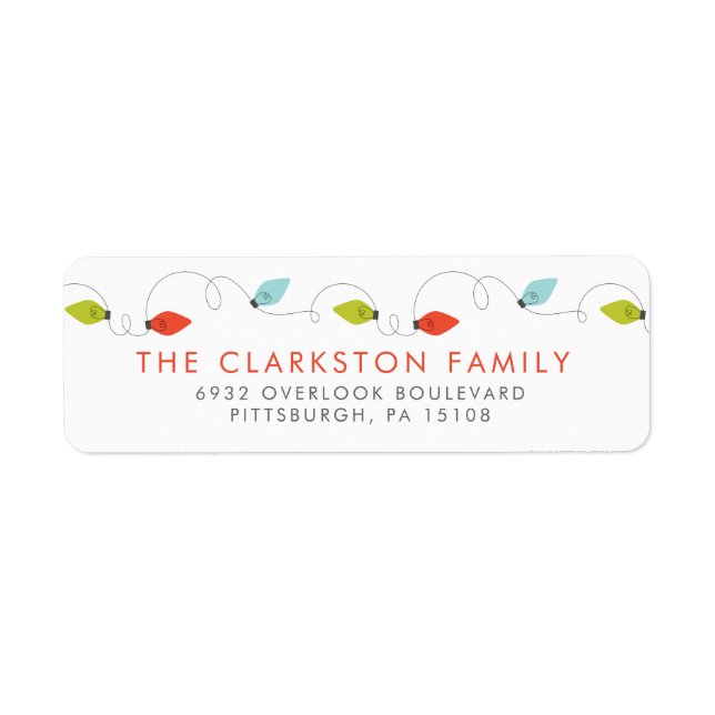 Christmas lights return address label (Front)