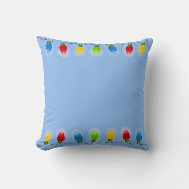 Christmas Lights Reversible Throw Pillow (Front)
