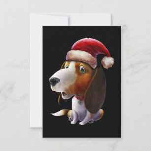 Christmas Lights Santa Hat Beagle Cute Gifts Dog RSVP Card