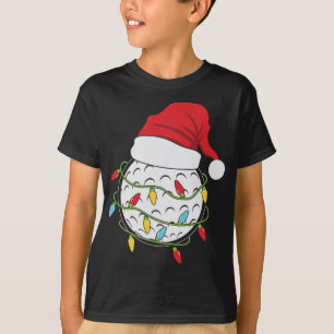 Christmas Lights Santa Hat Golf Ball Funny Sports  T-Shirt