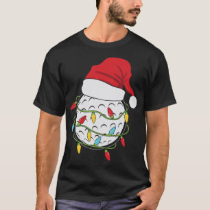 Christmas Lights Santa Hat Golf Ball Funny Sports T-Shirt