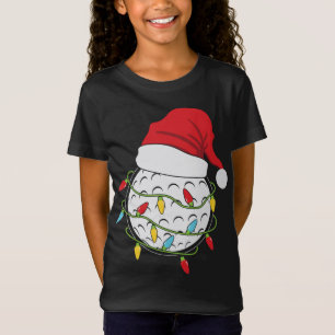 Christmas Lights Santa Hat Golf Ball Funny Sports T-Shirt