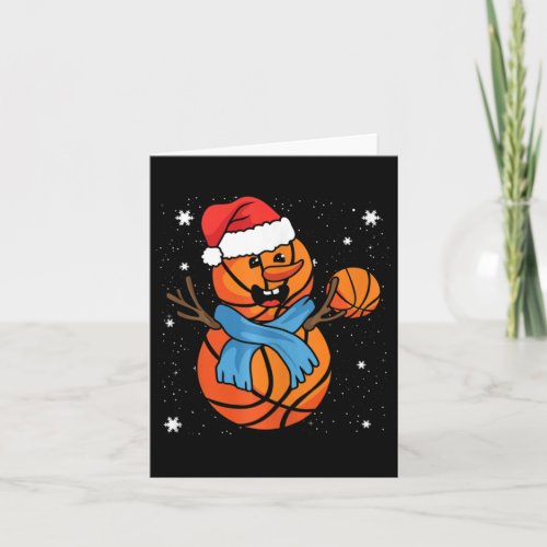 Christmas Lights Santa Snowman Basketball Player T Card