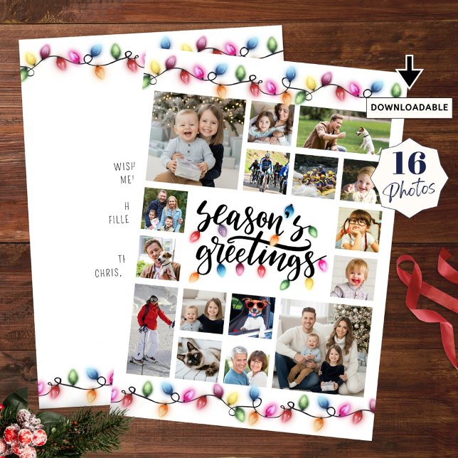 Christmas Lights Seasons Greetings 16 Photos Holiday Card (Creator Uploaded)