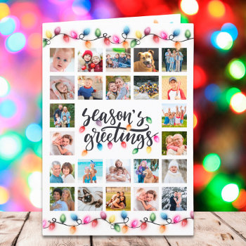 Christmas Lights Seasons Greetings 26 Photos Holiday Card by MakeItAboutYou at Zazzle