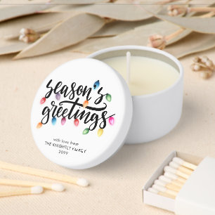 Christmas Lights Seasons Greetings Name Mini Candle Favors