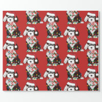 Doodle Christmas pattern red Wrapping Paper, Zazzle