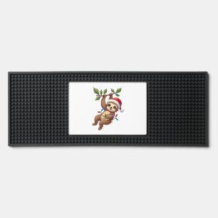 Christmas Lights Sloth Wearing Xmas Hat - Sloth Lo Bar Mat