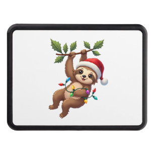Christmas Lights Sloth Wearing Xmas Hat - Sloth Lo Hitch Cover