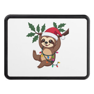 Christmas Lights Sloth Wearing Xmas Hat - Sloth Lo Hitch Cover