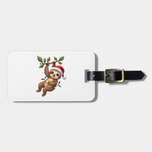 Christmas Lights Sloth Wearing Xmas Hat - Sloth Lo Luggage Tag