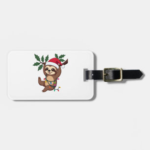 Christmas Lights Sloth Wearing Xmas Hat - Sloth Lo Luggage Tag