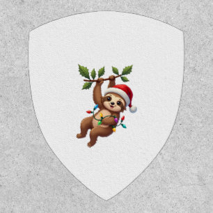 Christmas Lights Sloth Wearing Xmas Hat - Sloth Lo Patch