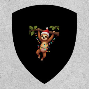 Christmas Lights Sloth Wearing Xmas Hat - Sloth Lo Patch