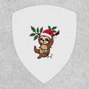 Christmas Lights Sloth Wearing Xmas Hat - Sloth Lo Patch