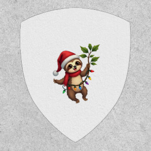 Christmas Lights Sloth Wearing Xmas Hat - Sloth Lo Patch