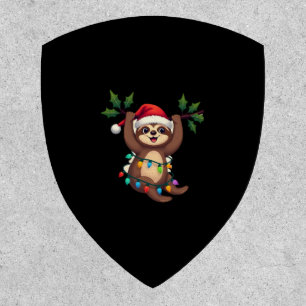 Christmas Lights Sloth Wearing Xmas Hat - Sloth Lo Patch