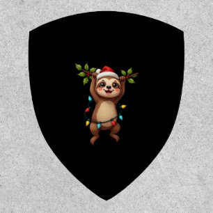 Christmas Lights Sloth Wearing Xmas Hat - Sloth Lo Patch