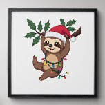 Christmas Lights Sloth Wearing Xmas Hat - Sloth Lo Peel And Stick Photo Tile