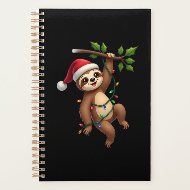 Christmas Lights Sloth Wearing Xmas Hat - Sloth Lo Planner (Front)