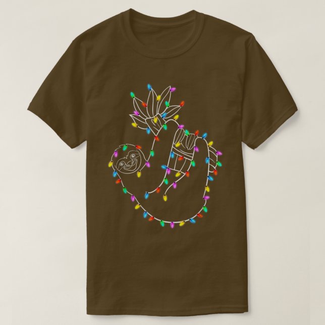 Christmas Lights Sloth Xmas Fairy Lights Funny  T-Shirt (Design Front)