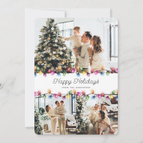 Christmas Lights Snow Photo Collage Holiday Card