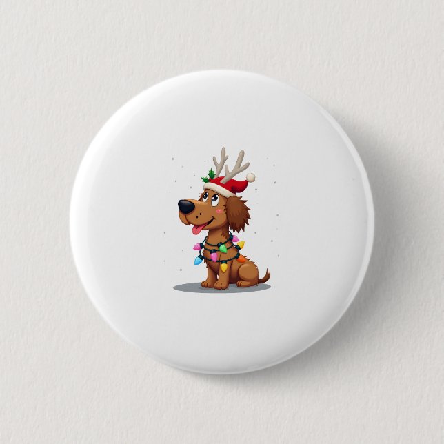 Christmas Lights Soft Coated Wheaten Terrier Dog T Button (Front)