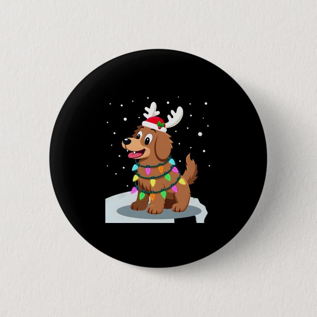 Christmas Lights Soft Coated Wheaten Terrier Dog T Button (Front)