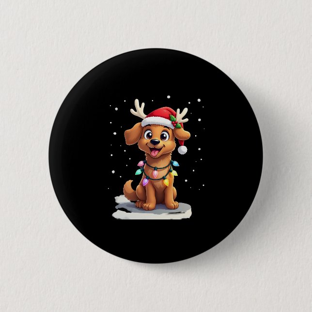 Christmas Lights Soft Coated Wheaten Terrier Dog T Button (Front)