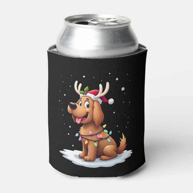 Christmas Lights Soft Coated Wheaten Terrier Dog T Can Cooler (Can Front)