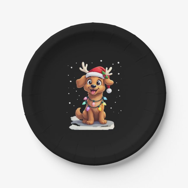Christmas Lights Soft Coated Wheaten Terrier Dog T Paper Plates (Front)