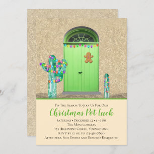 Christmas Lights Southwestern Cactus Holiday Party Invitation