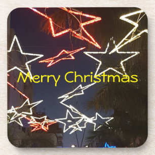 Christmas lights square coasters