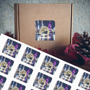 Christmas lights square sticker