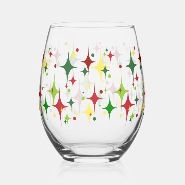 Christmas Lights Stemless Wine Glass (Front)