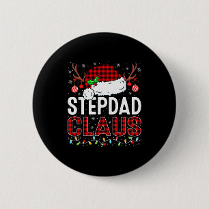 Christmas Lights Stepdad Claus Family Matching Xma Button