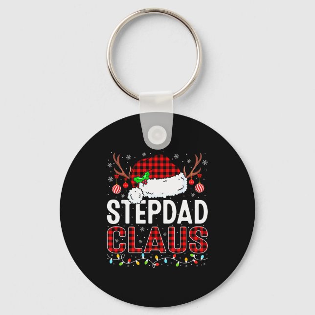Christmas Lights Stepdad Claus Family Matching Xma Keychain (Front)